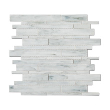 White Stained Glass Strip Irregular Mosaic Tile Kitchen Wall Tiles